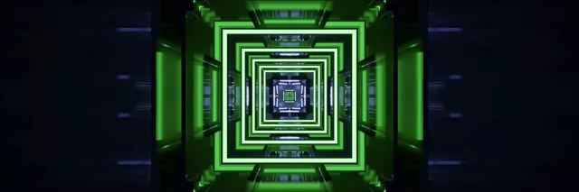 3:1 Triple Wide Neon Tunnel VJ Loop 60fps Screensaver - Glowing Square Vortex