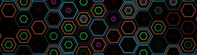 32:9 Super Ultrawide | 60fps Neon Hexagon Screensaver Motion VJ Loop