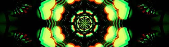 32:9 Super Ultrawide 60fps Screensaver Neon Tunnel VJ Loop Radial Red Green Mandala