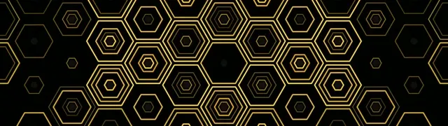 32:9 Super Ultrawide | Hexagon Geometric 60fps Screensaver VJ Loop Black Gold