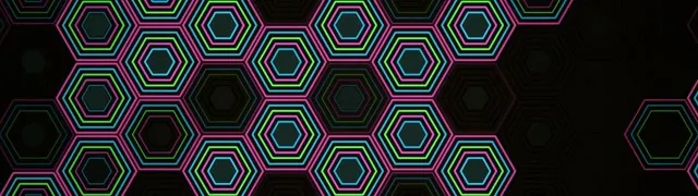 32:9 Super Ultrawide | Neon Hexagon 60fps Motion Background