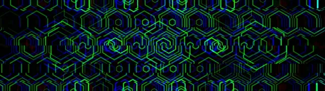 32:9 Super Ultrawide neon hexagon 60fps screensaver motion loop broadcast video