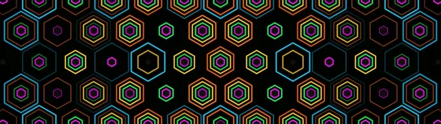 32:9 Super Ultrawide | Neon hexagon 60fps screensaver VJ loop