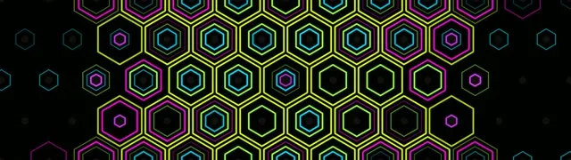32:9 Super Ultrawide | Neon Hexagon 60fps Screensaver VJ Loop