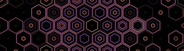 32:9 Super Ultrawide | Neon Hexagon 60fps Screensaver VJ Loop