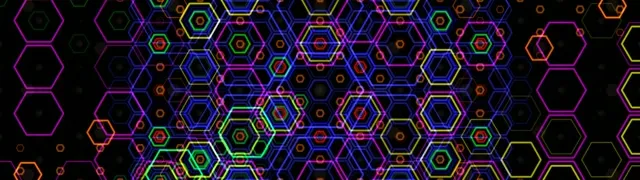 32:9 Super Ultrawide | Neon hexagon 60fps screensaver VJ motion loop
