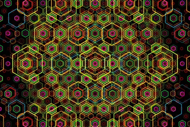 3:2 Surface 60fps Neon Hexagons Screensaver VJ Loop Geometric