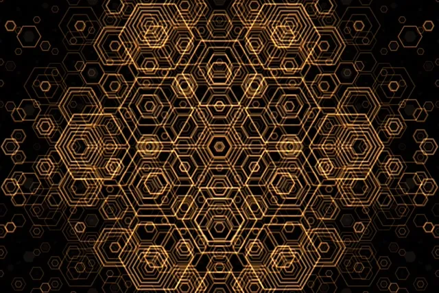 3:2 Surface 60fps Screensaver Geometric Hex Pattern Vj Animation Gold