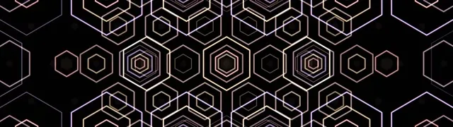 32:9 Super Ultrawide | 60fps Hexagon Tunnel Screensaver VJ Loop Gold Neon