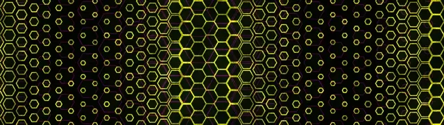 32:9 Super Ultrawide 60FPS Neon Hexagon Grid Screensaver - Motion Background Yellow