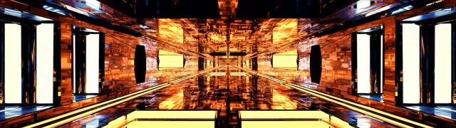 32:9 Ultrawide Neon Tunnel Gold Vortex 60fps VJ Loop Screensaver