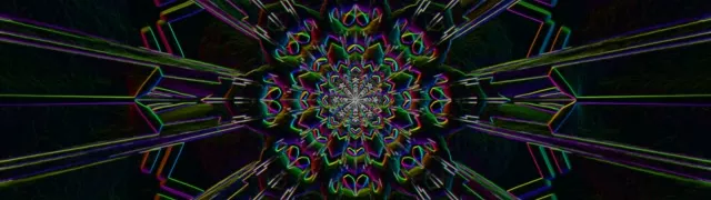 32:9 Ultrawide Neon Tunnel Kaleidoscope VJ Loop 60fps Screensaver