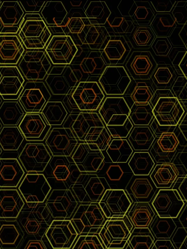 3:4 iPad Portrait | 60fps Hexagon Screensaver - Neon Kaleidoscope VJ Loop Yellow Green