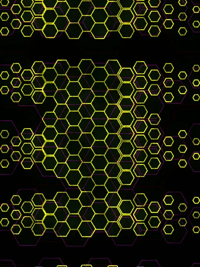 3:4 iPad Portrait 60fps Hexagon Tunnel Screensaver - VJ Loop Yellow Neon