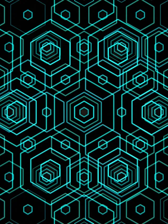 3:4 iPad Portrait 60fps Neon Hexagon Screensaver VJ Animation Turquoise Glow