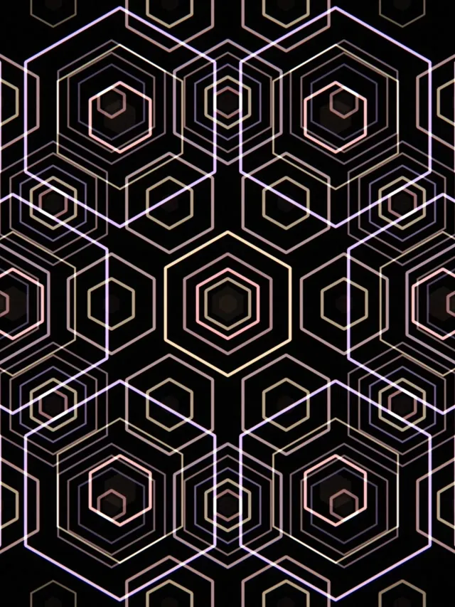 3:4 iPad Portrait | 60fps Nested Hexagon Live Wallpaper | Gold Neon Geometric