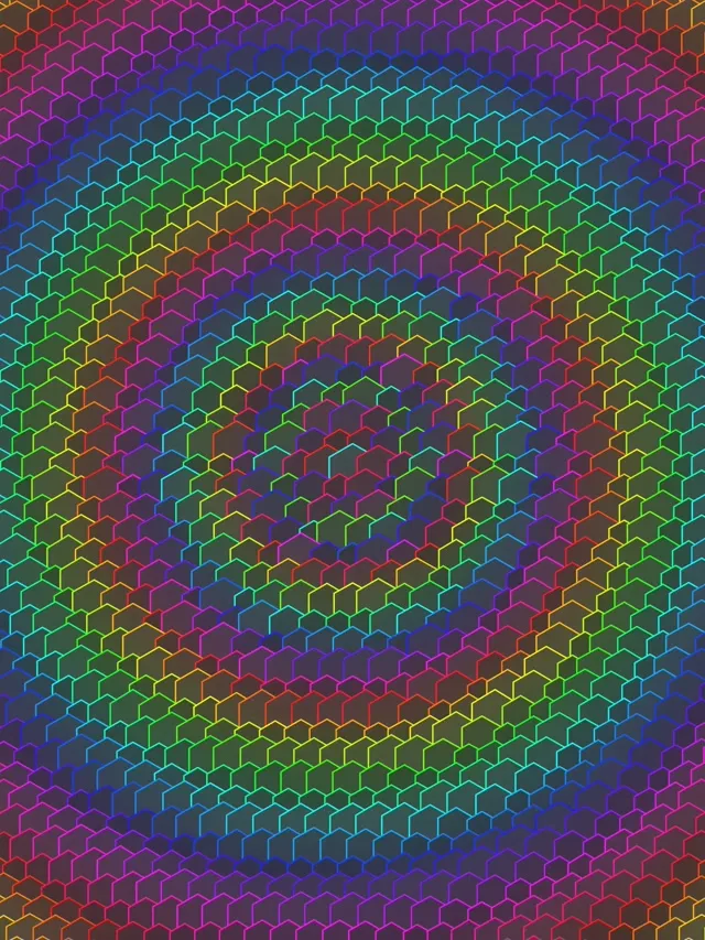 3:4 iPad Portrait 60fps Rainbow Hexagon Vortex Screensaver | Motion VJ Loop