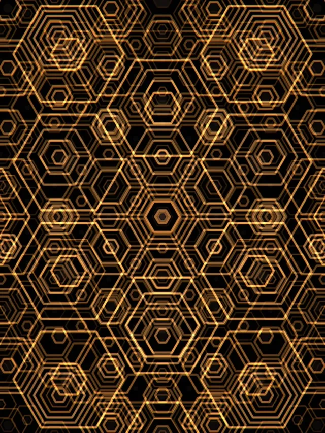 3:4 iPad Portrait 60fps Screensaver Gold Hexagon Pattern Vj Animation