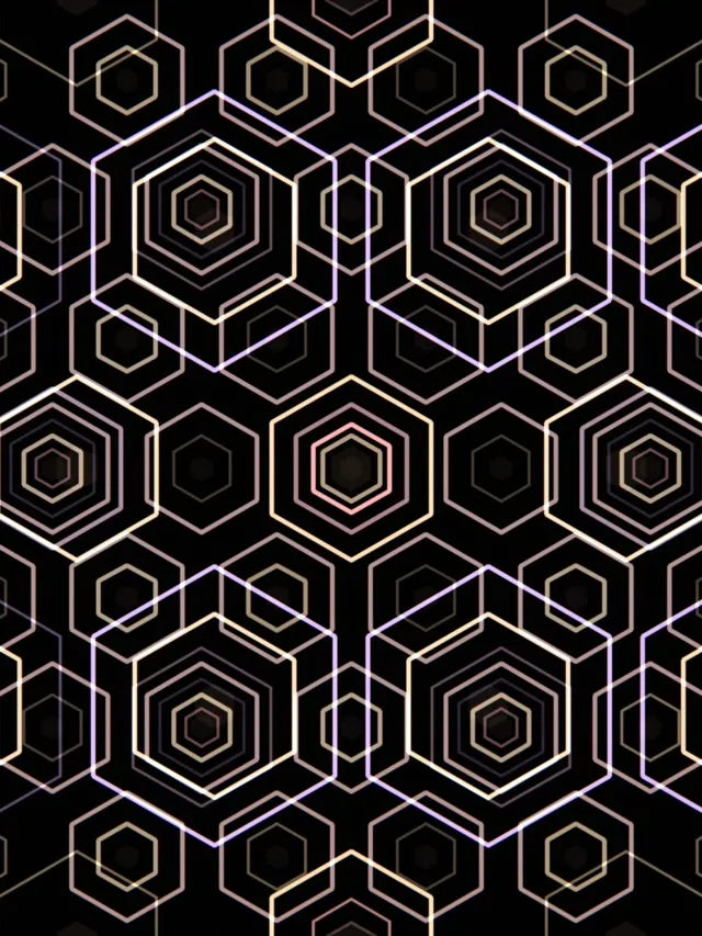 3:4 iPad Portrait 60fps Screensaver | Golden Hexagon Vortex VJ Loop