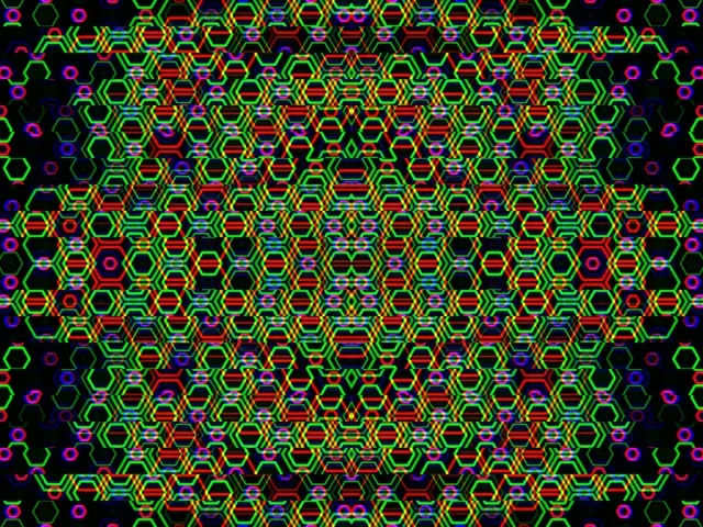 4:3 Classic 60fps Neon Hexagon Geometric Broadcast Video Screensaver Motion Loop