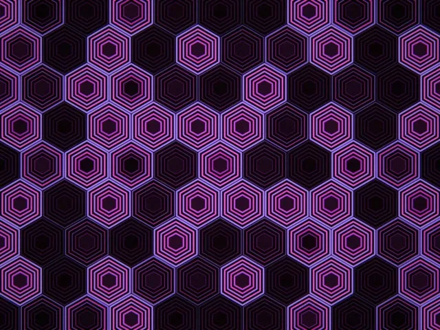 4:3 Classic | 60fps Neon Hexagon Pattern Screensaver Motion Background