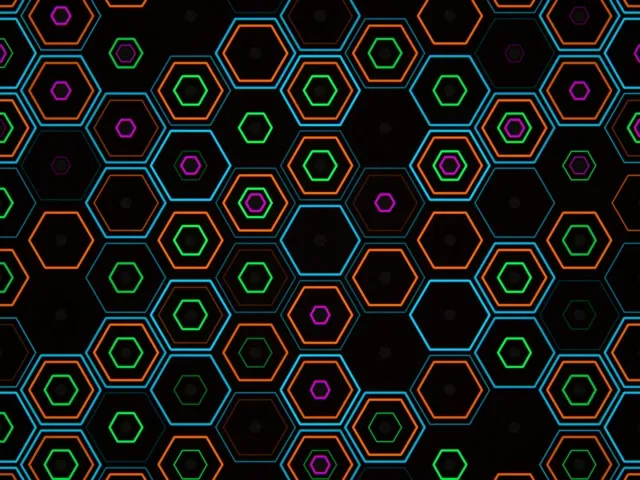 4:3 Classic | 60fps Neon Hexagon Pattern Screensaver Motion VJ Background