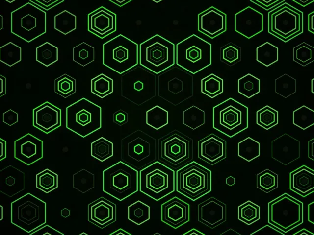 4:3 Classic 60fps Screensaver | Neon Green Hexagon Grid VJ Background