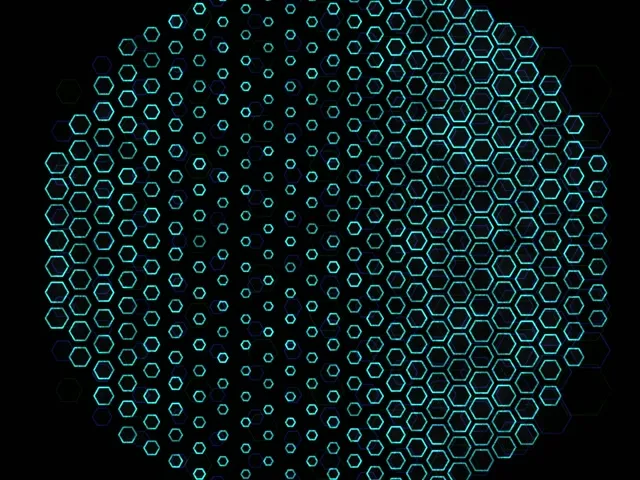 4:3 Classic 60fps Screensaver Neon Tunnel Motion Background Cyan Hexagonal Grid