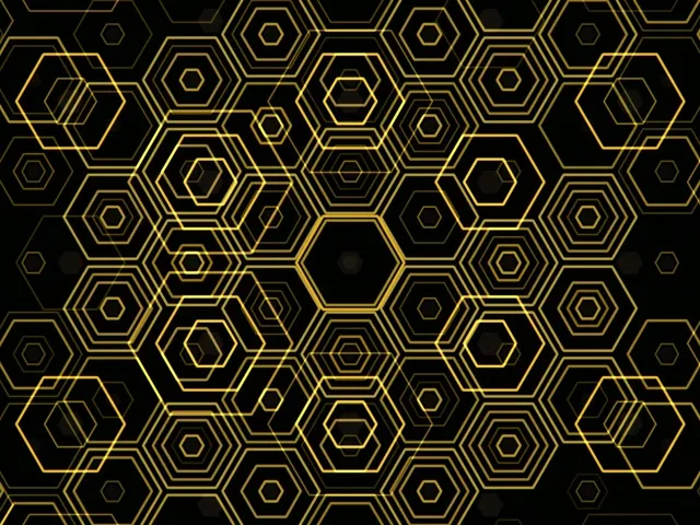 4:3 Classic | Elegant Gold Hexagon 60fps Screensaver VJ Loop