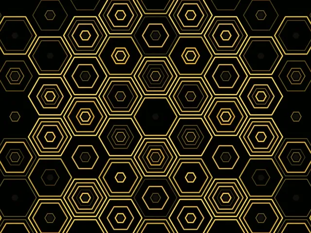 4:3 Classic | Geometric Hexagons Gold Black 60fps Screensaver Motion Background