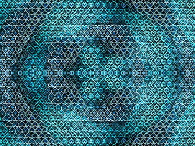 4:3 Classic | Glowing Cyan Hearts 60fps Screensaver Visual