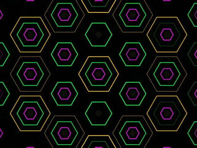 4:3 Classic | Hexagon neon motion 60fps screensaver VJ loop background