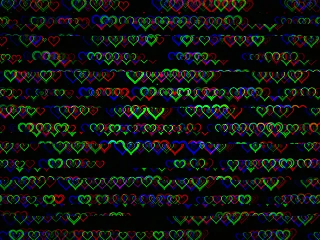 4:3 Classic | Neon Hearts Falling 60fps Live Loop Screensaver