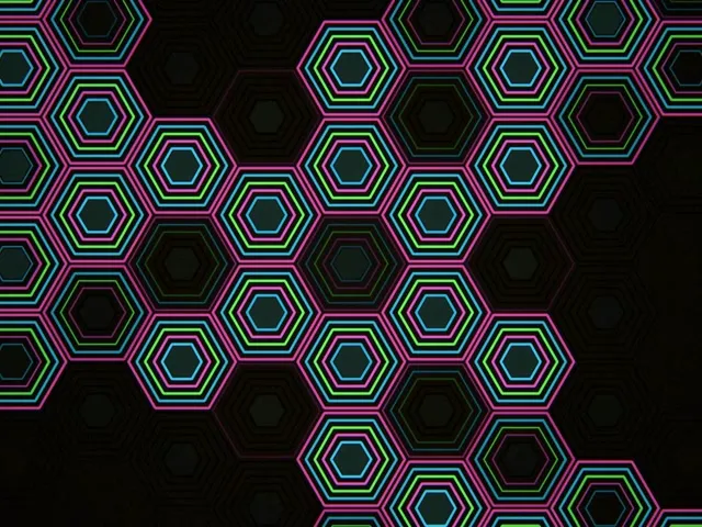 4:3 Classic | Neon Hexagon 60fps Screensaver VJ Loop