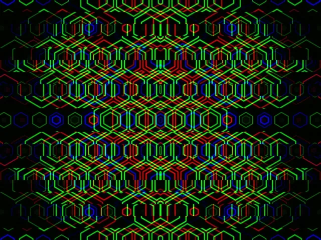 4:3 Classic | Neon hexagon matrix 60fps screensaver motion background