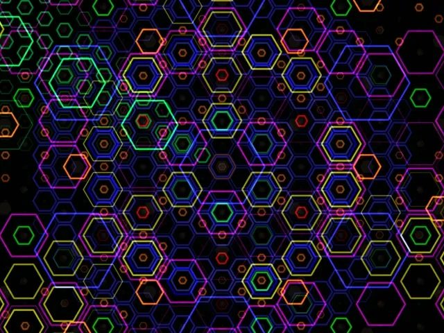 4:3 Classic | Neon hexagon mesh 60fps screensaver VJ background