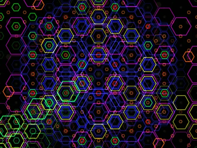 4:3 Classic | Neon hexagon network 60fps screensaver VJ background