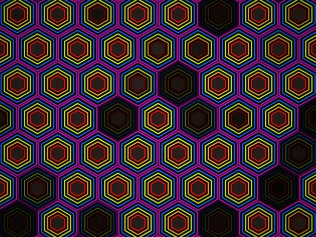 4:3 Classic | Neon Hexagon Pattern 60fps Motion Screensaver Background