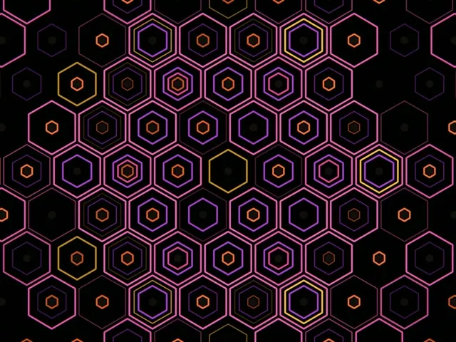 4:3 Classic | Neon Hexagon Pattern 60fps Motion Screensaver VJ Loop