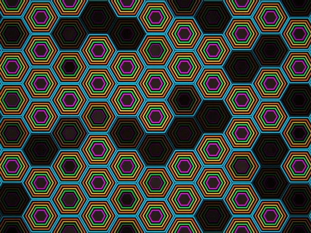 4:3 Classic Neon Hexagon Pattern 60fps Screensaver Motion Loop