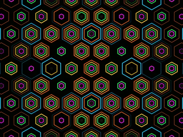 4:3 Classic | Neon hexagon pattern 60fps screensaver VJ loop