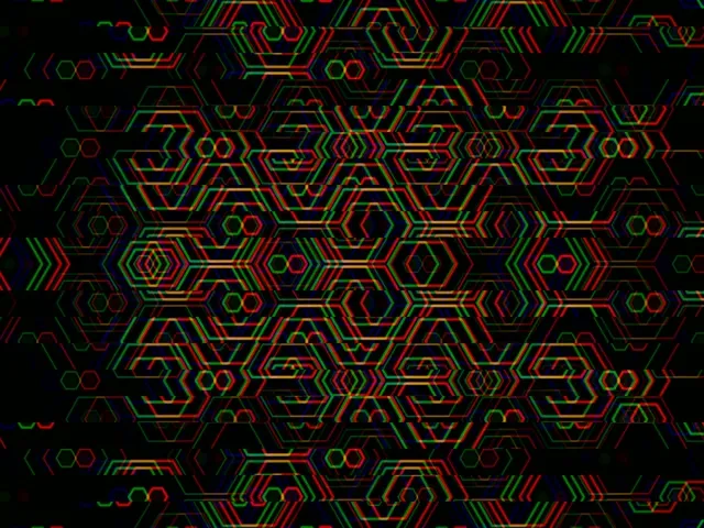 4:3 Classic | Neon Hexagon Tech 60fps Screensaver VJ Loop Motion