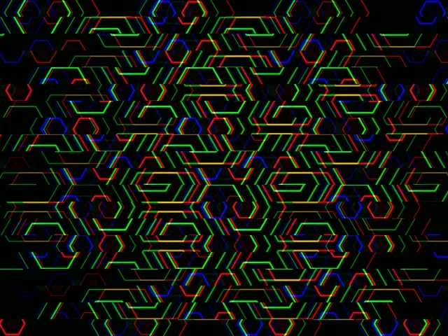 4:3 Classic | Neon hexagon tech pattern 60fps screensaver VJ loop