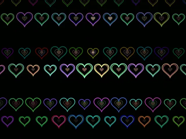 4:3 Classic | Rainbow Neon Heart Pattern 60fps Motion Background