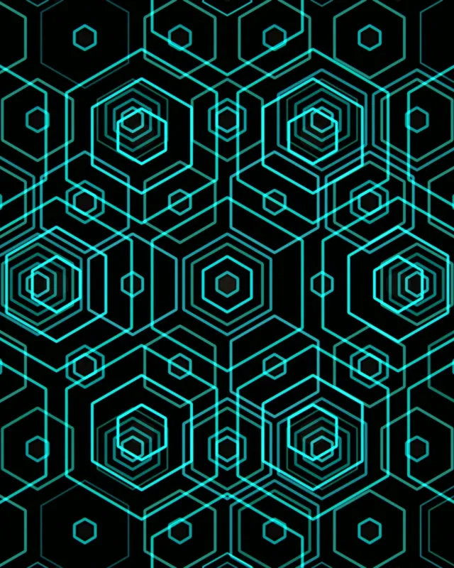 4:5 Instagram | 60fps Screensaver - Cyan Neon Hexagon Tech Animated Motion Background