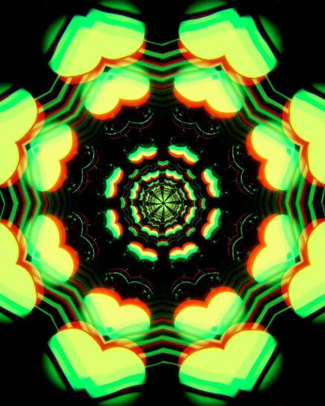 4:5 Instagram 60fps Screensaver Neon Tunnel Background for Edits Red Green Fractal