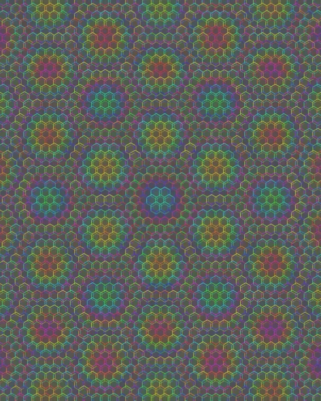 4:5 Instagram | 60fps Screensaver Rotating Purple Gold Cyan Hexagon Animation