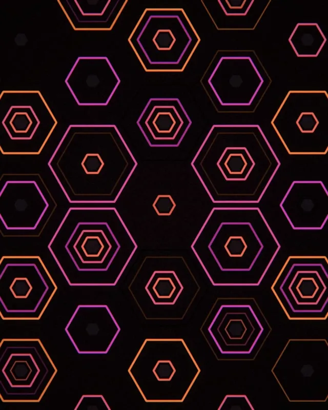 4:5 Instagram | Bright hexagon pattern black bg 60fps screensaver VJ loop