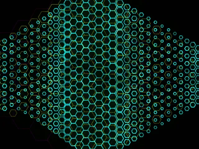 4:3 Classic 60FPS Cyan Glowing Hexagon Screensaver VJ Animation Pattern
