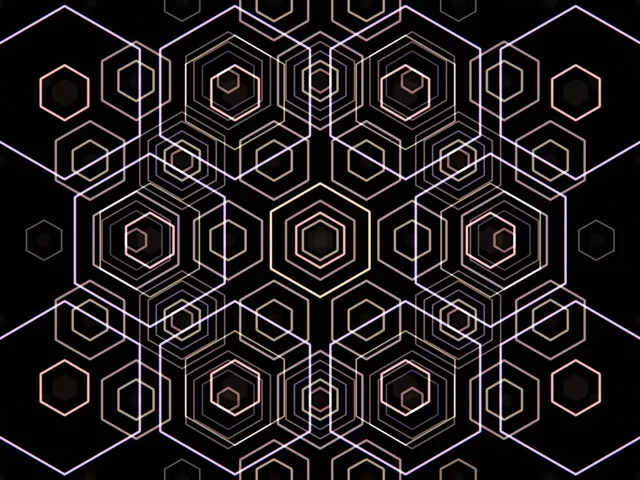 4:3 Classic | 60fps Neon Hexagon Tunnel VJ Loop | Gold Symmetrical Screensaver